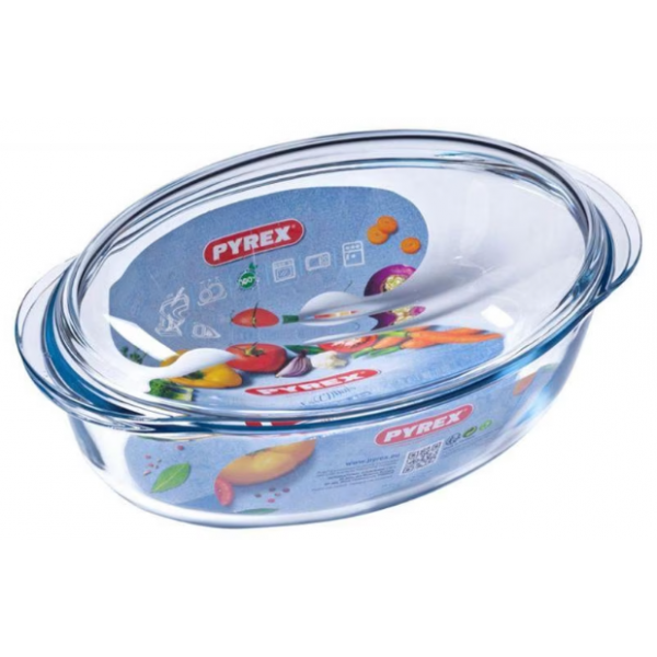 ТЕНДЖЕРА ОВАЛ С КАПАК PYREX 4л